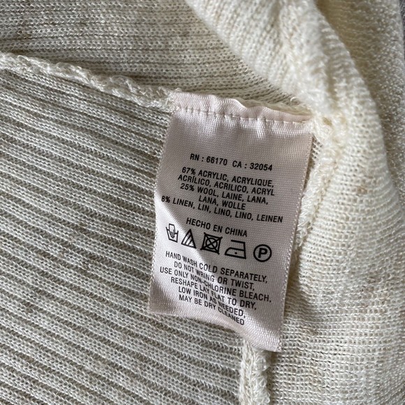 Anthropologie Sleeping on Snow Wool Linen Cowl Neck Cream Sweater lightweight M - Picture 7 of 8